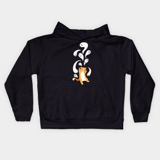 Tabby Cat Playing with Ghosts Kids Hoodie
